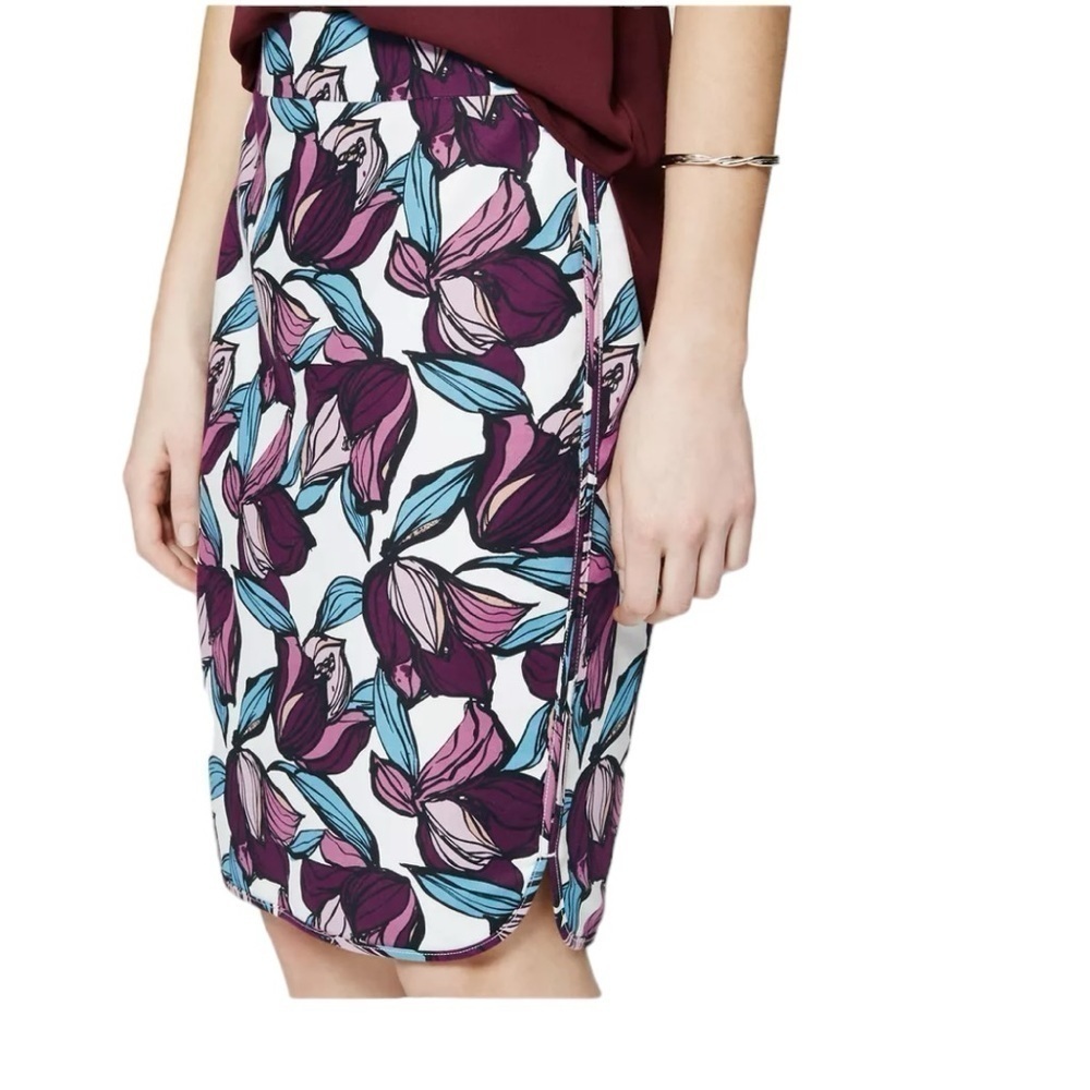 Anne Taylor LOFT Cotton Wild Orchid Pencil Skirt Colorful Print